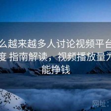 为什么越来越多人讨论视频平台的访问速度 指南解读，视频播放量为什么能挣钱